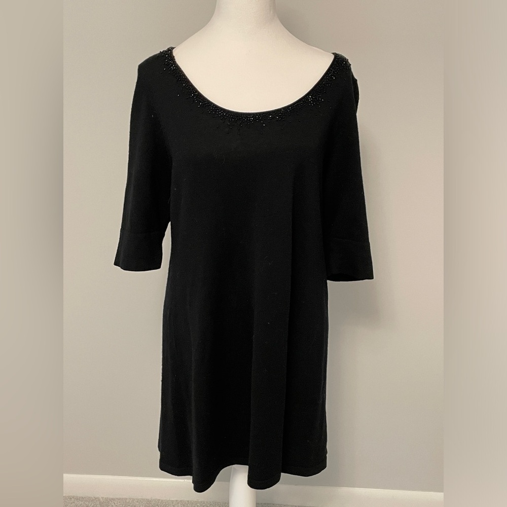 Eileen Fisher Black beaded Tunic Size Medium